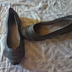 Sparkly silver & black wedges. Size 10. Very nice dress shoes!  Boss babe BTTQ❤️